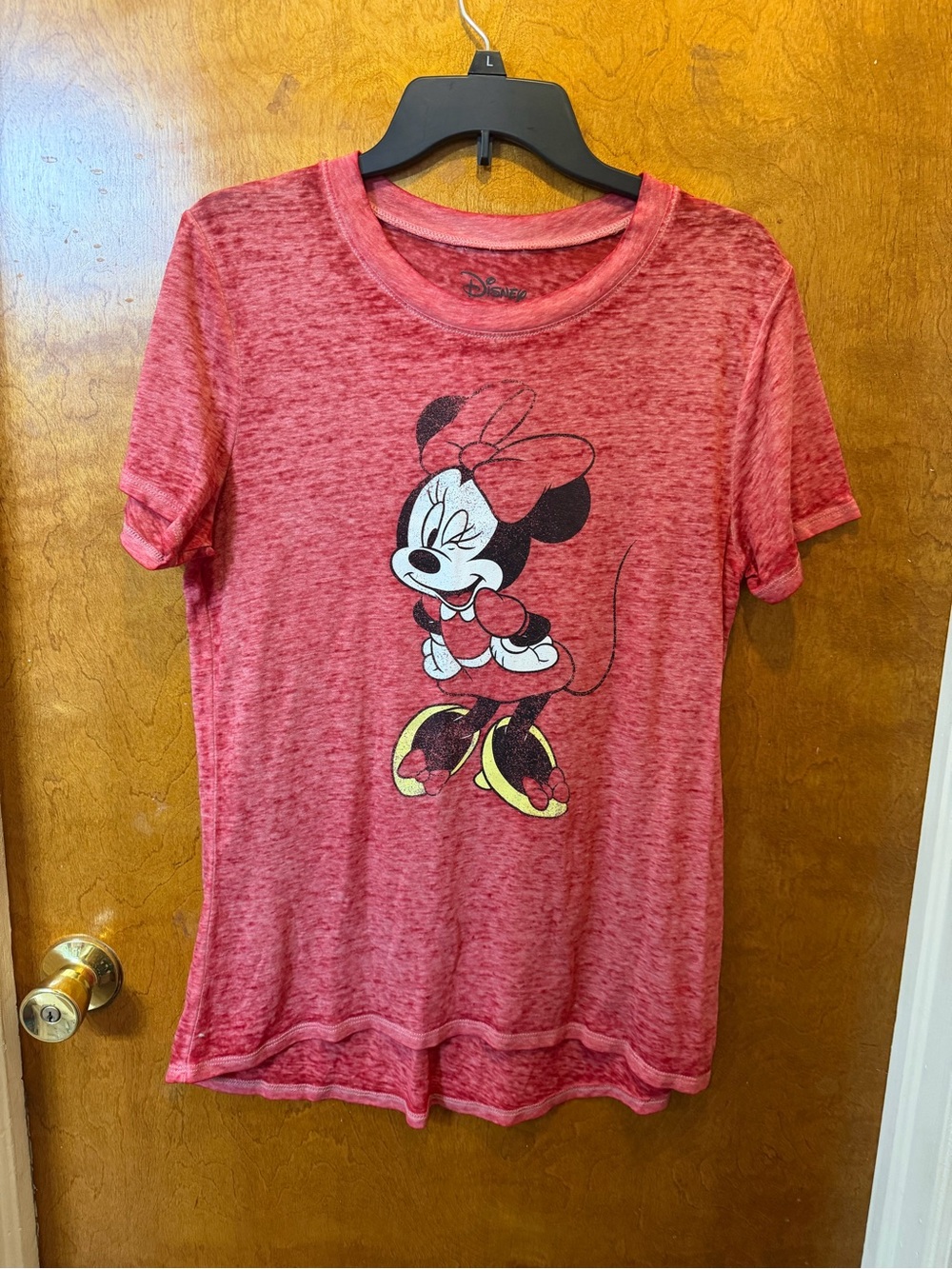 Disney Minnie Mouse heather red graphic short sleeve tshirt size L